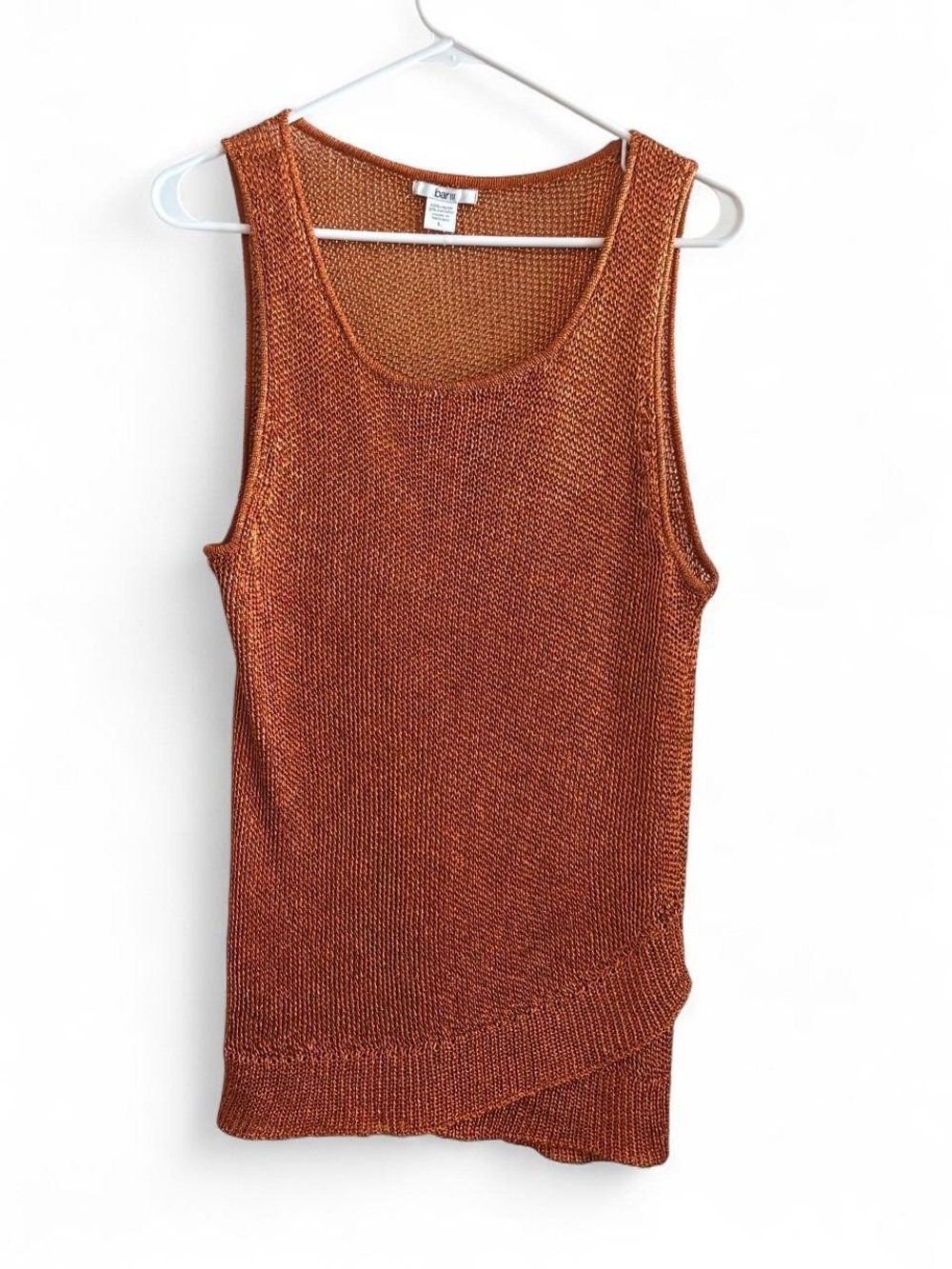 Bar III Metallic Rust Knit Tank Top Sz L